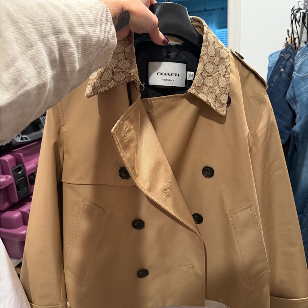 Coach Beige Double-Breasted Trench Coat